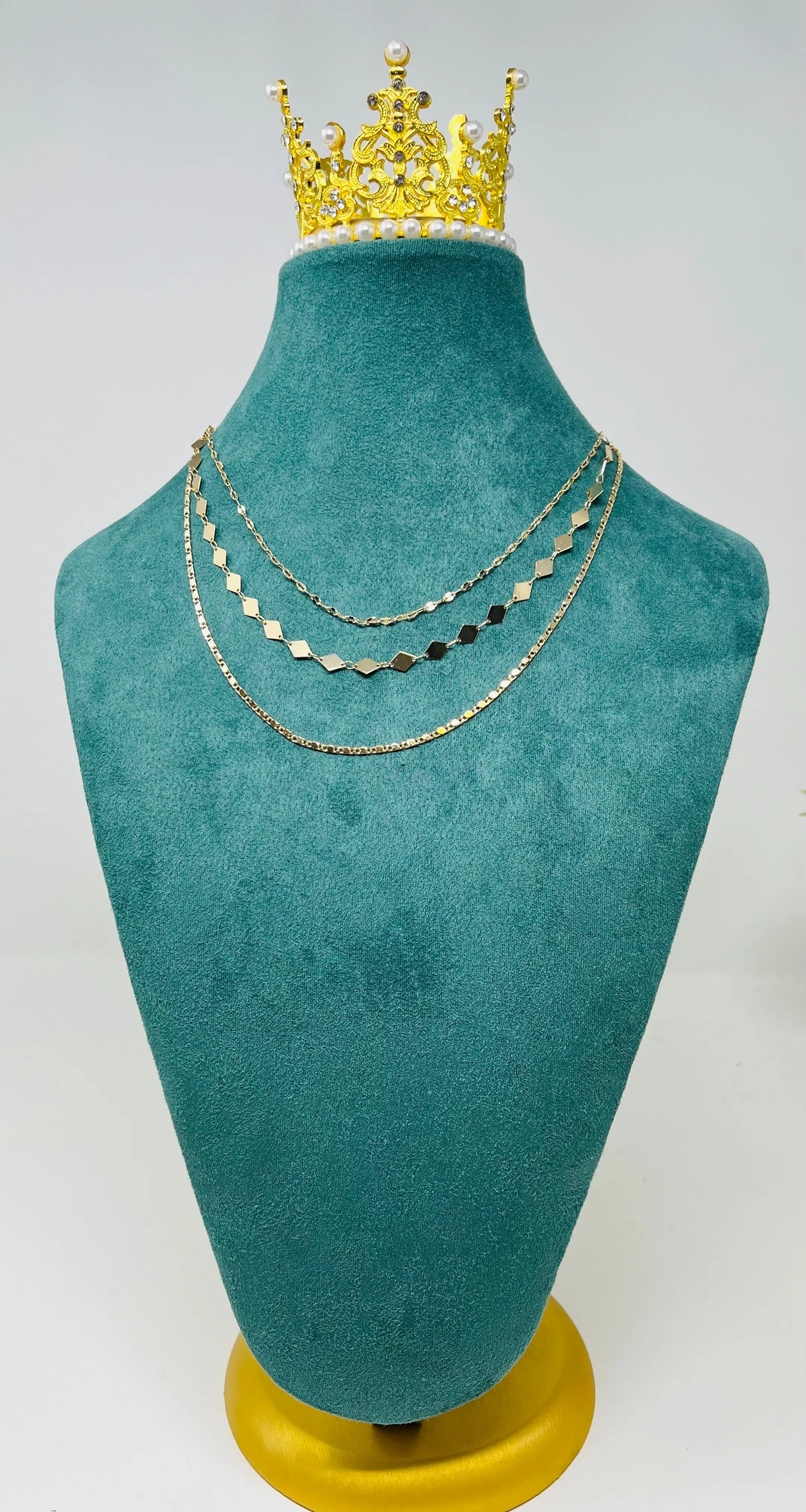 Gold Triple Chain Layered Necklace