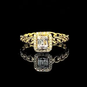 Golden Classic Emerald Chain Band Diamond Ring 14kt | CLR