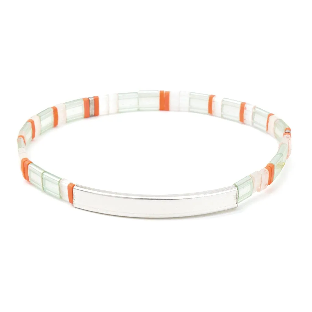 Good Karma Miyuki Bracelet | One Of A Kind - Mist/Salmon/Silver