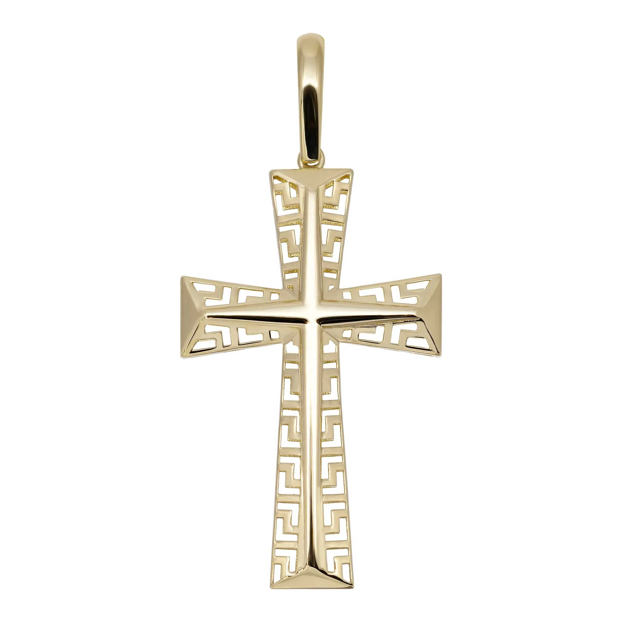 Greek Design Byzantine Cross Pendant 10K Yellow Gold