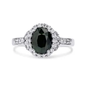 Green Sapphire & Diamond Ring