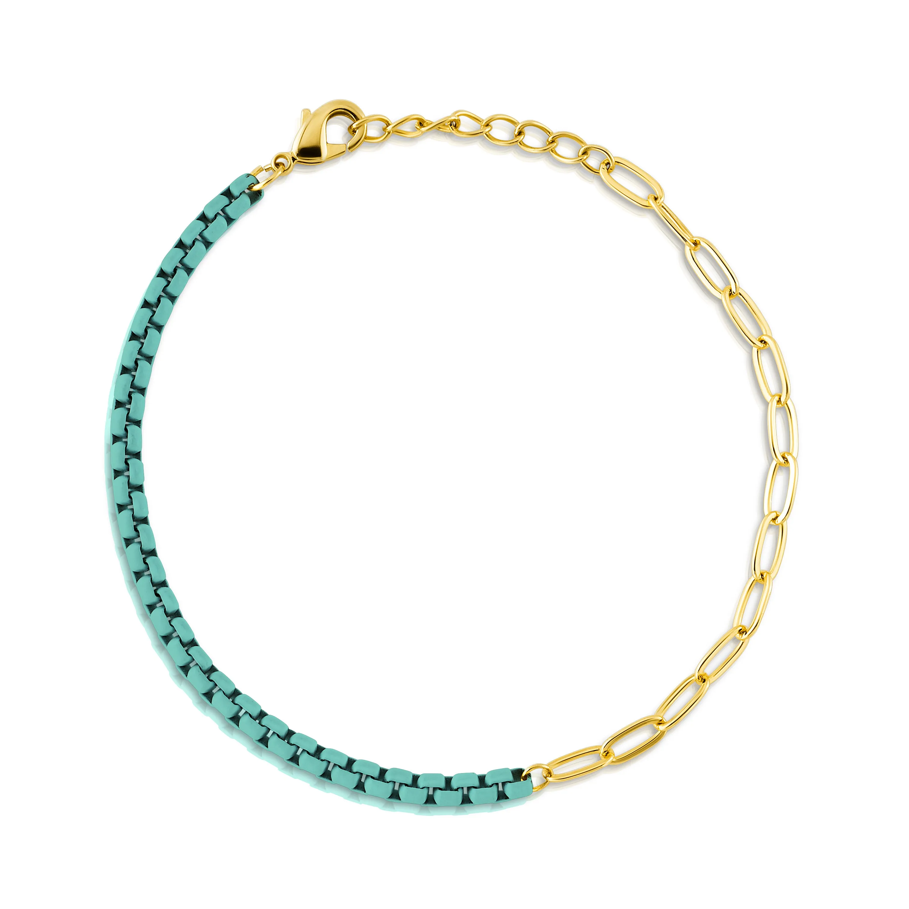 HALF & HALF ENAMEL PAPERCLIP BRACELET, TURQUOISE