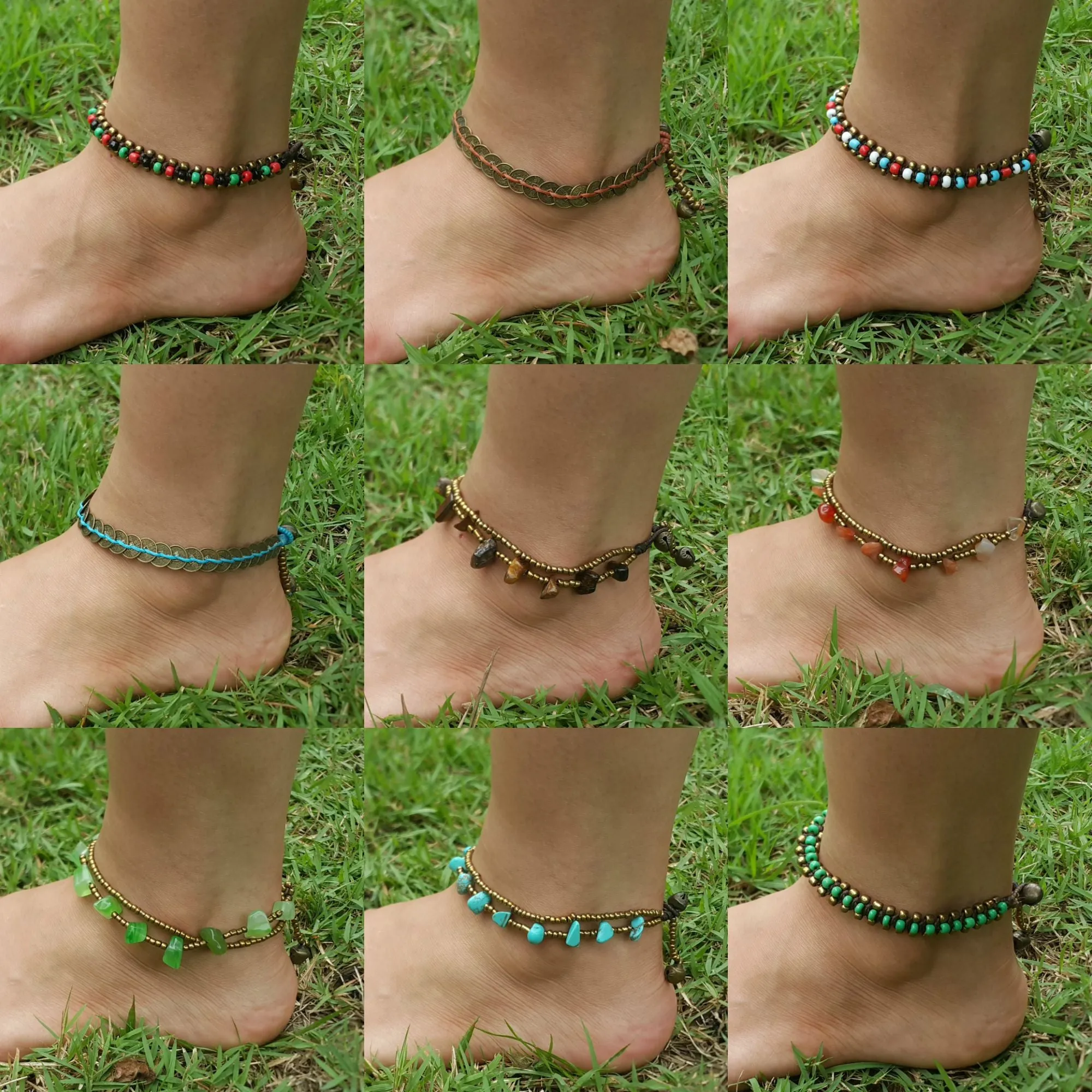 Hand Made Fair Trade Anklet Double Strand Brass Beads