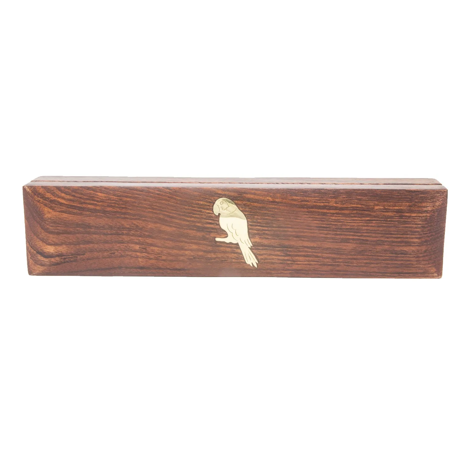 Handmade Long Wooden Box Carved By Traditional Artisans Of India- Wood Box Storage-Rectangular Wood Box-Parrot Charm,11 Inch