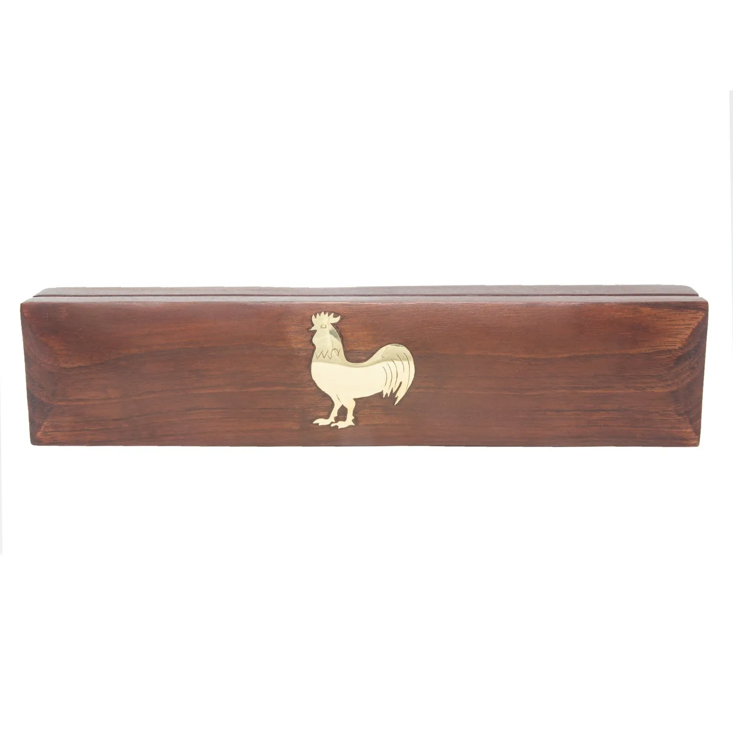 Handmade Long Wooden Box Carved By Traditional Artisans Of India- Wood Box Storage-Rectangular Wood Box-Rooster Charm,11 Inch