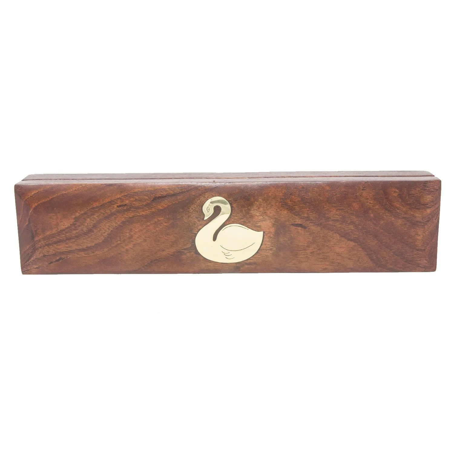 Handmade Long Wooden Box Carved By Traditional Artisans Of India- Wood Box Storage-Rectangular Wood Box-Swan Charm,11 Inch