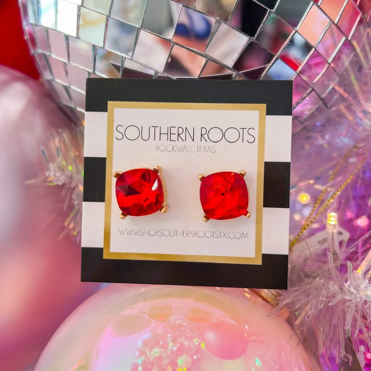 Holiday Studs - Shiny Red