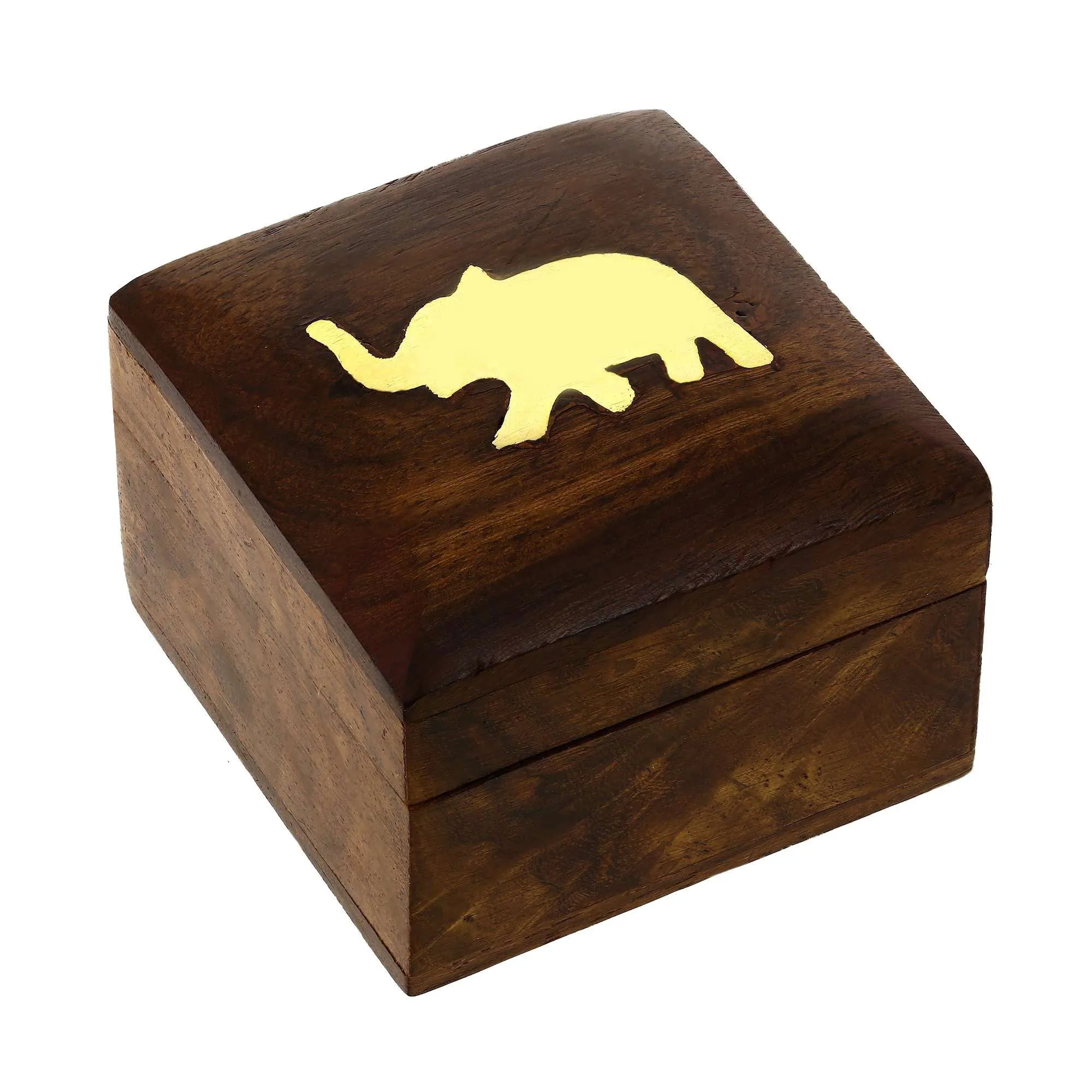 Indian Elephant Jewelry Holder - 2x2x1.5 Inch Small Wood Box - Jewelry Boxes for Necklaces - Wedding Gift