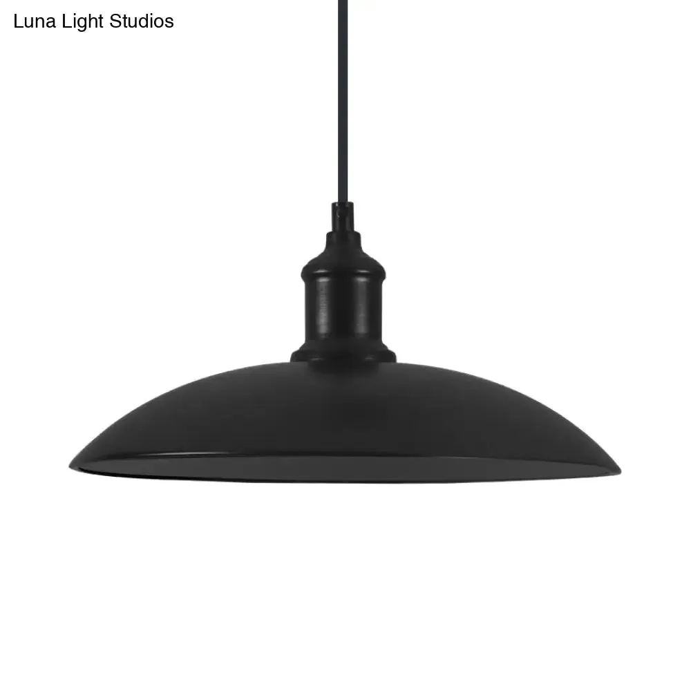 Industrial Style Metallic Saucer Pendant Light - 12.5"/16" W - 1 Light - Black/White - for Living Room Ceiling