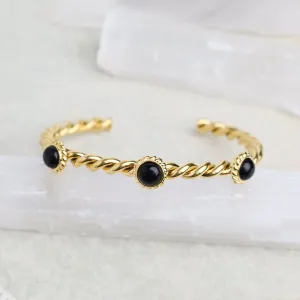 Kate Black Three Stone Bangle Bracelet