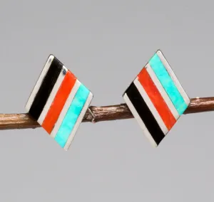 Kingman Turquoise & Acoma Jet Post Earrings