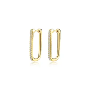 Lafonn Simulated Diamond 25mm x 14.3mm Rectangle Hoop Earrings E0632CLG00