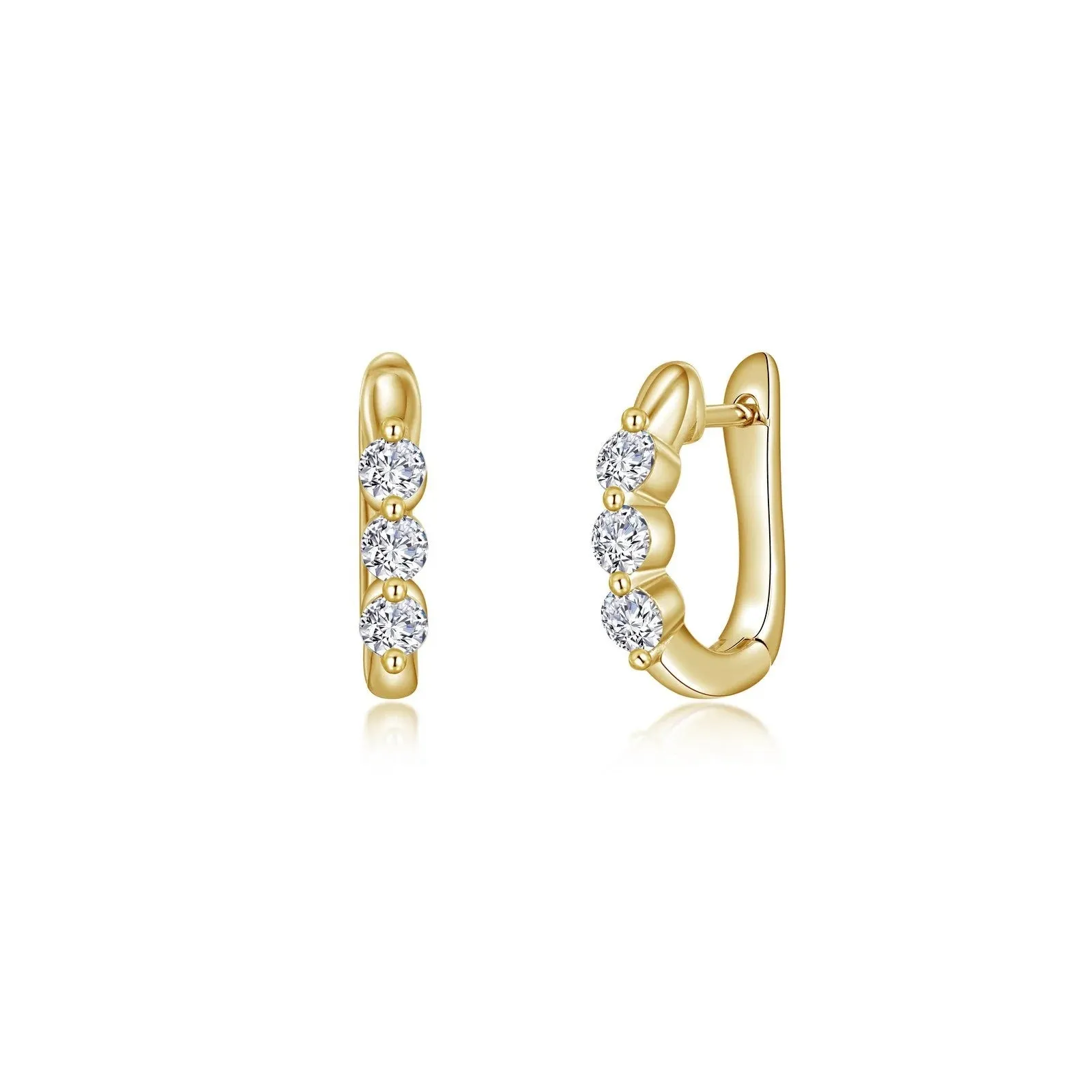 Lafonn Simulated Diamond 3-Stone Huggie Hoop Earrings E0618CLG00