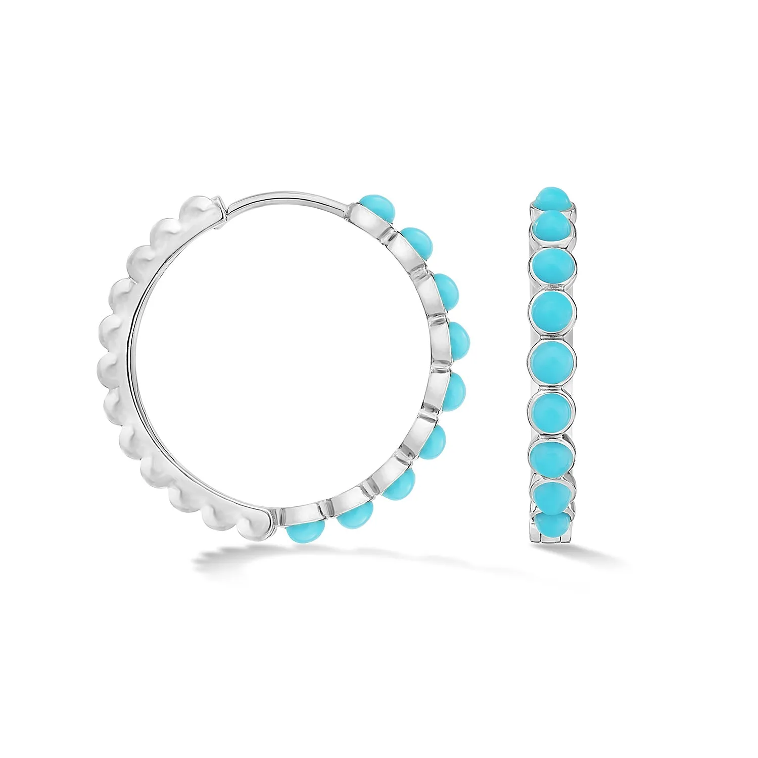 Large Azure Turquoise Huggie Hoops