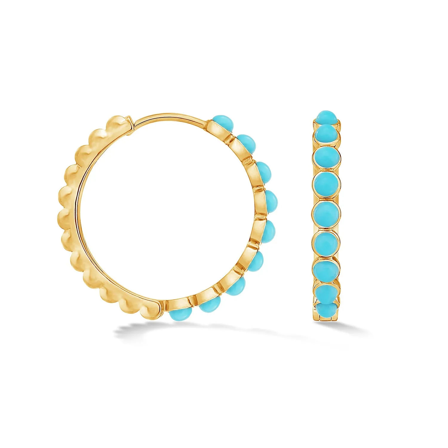 Large Azure Turquoise Huggie Hoops