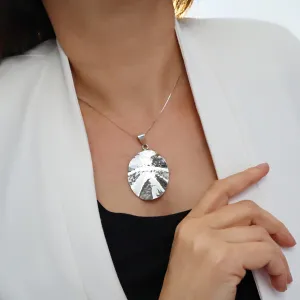 Large Hammered Silver Oval Pendant