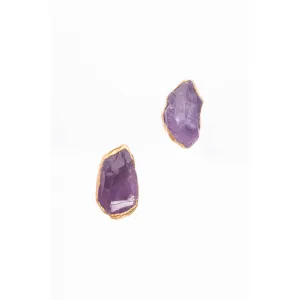 Large Raw Amethyst Stud Earring