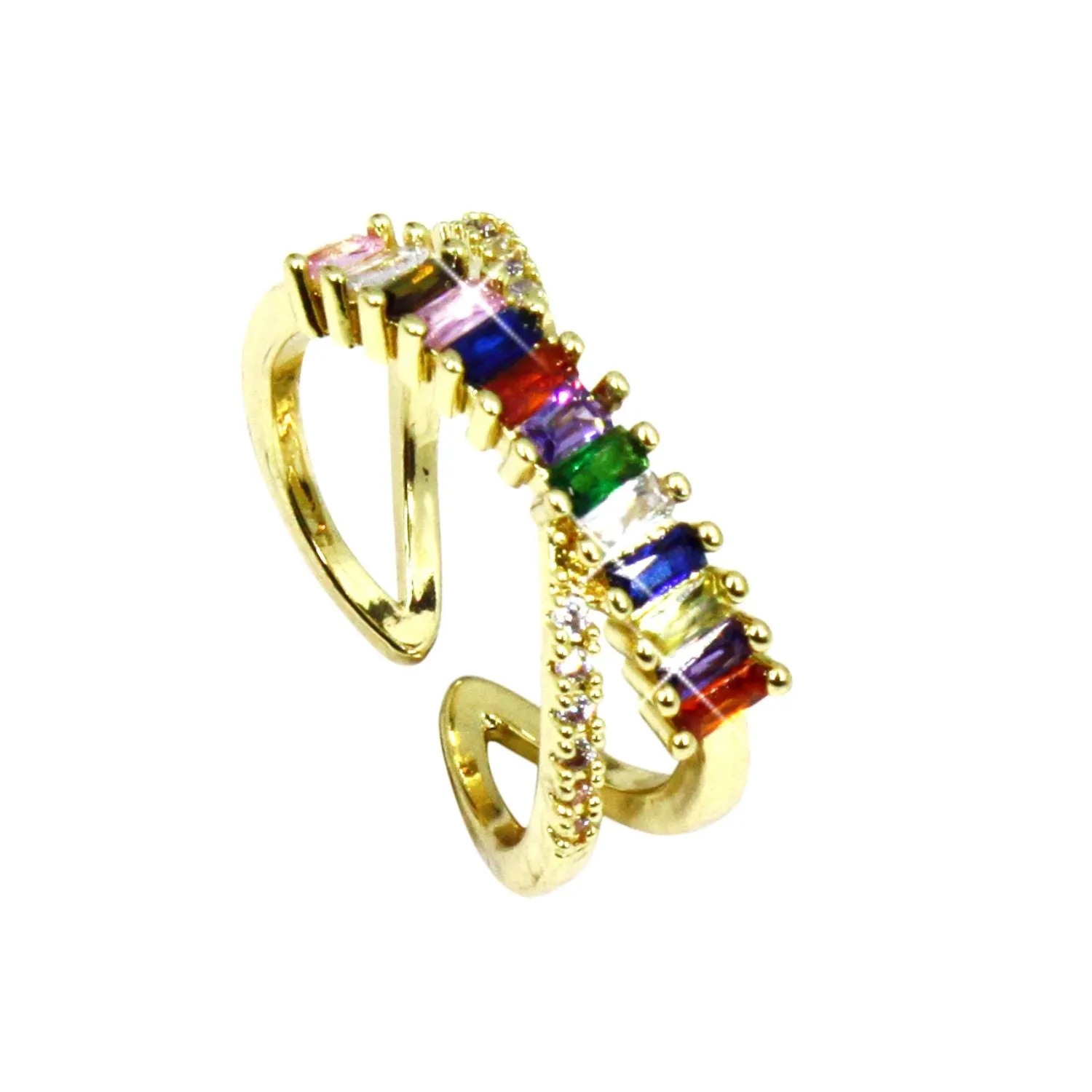 Lila Jewellery Adjustable Ring Coloured Interlocking Gold