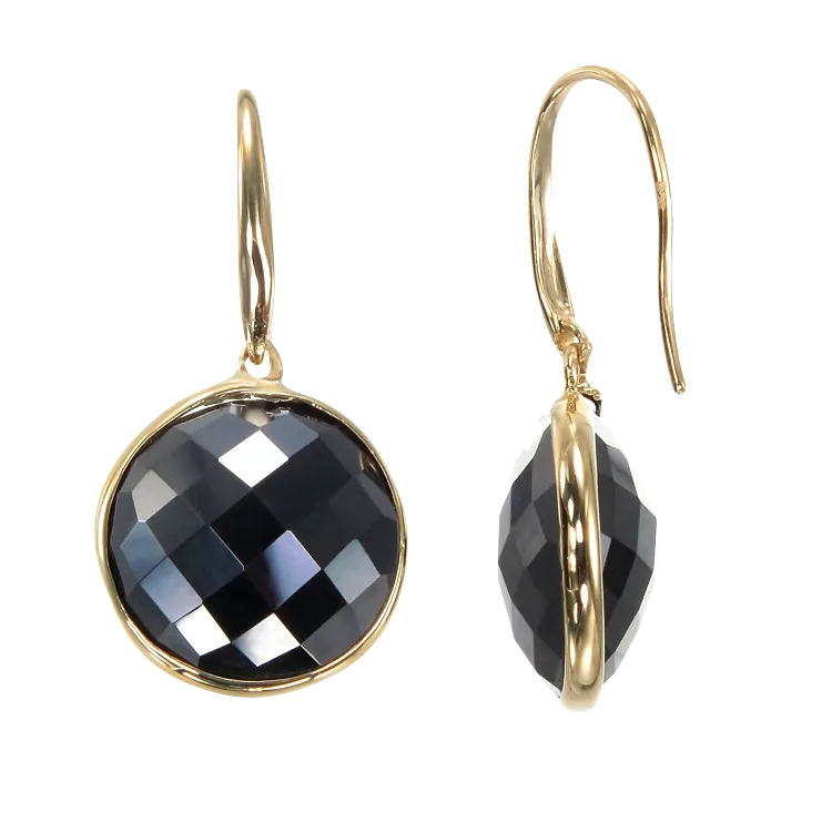 Lustrous Shimmering Black 18K Gold Vermeil Earrings