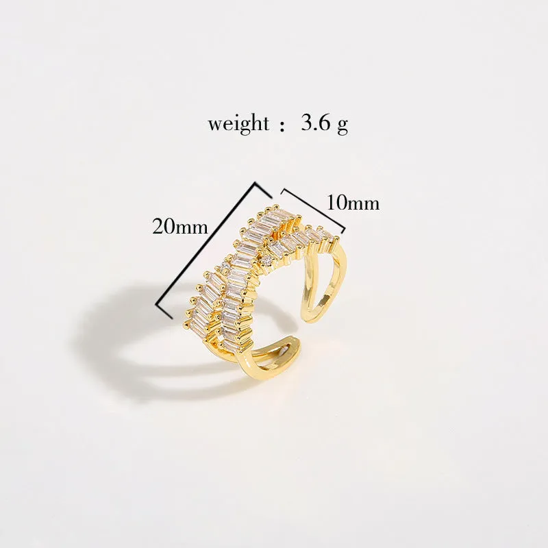 Luxurious Women Letter Number Text Letter Copper Electroplating Rings