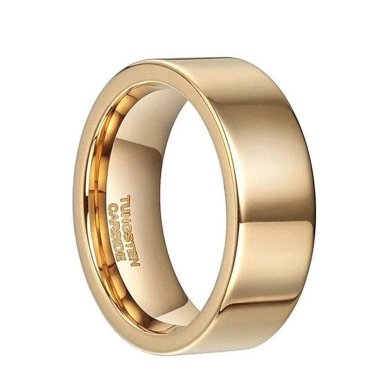 Luxurious Yellow Gold Tungsten Wedding Band