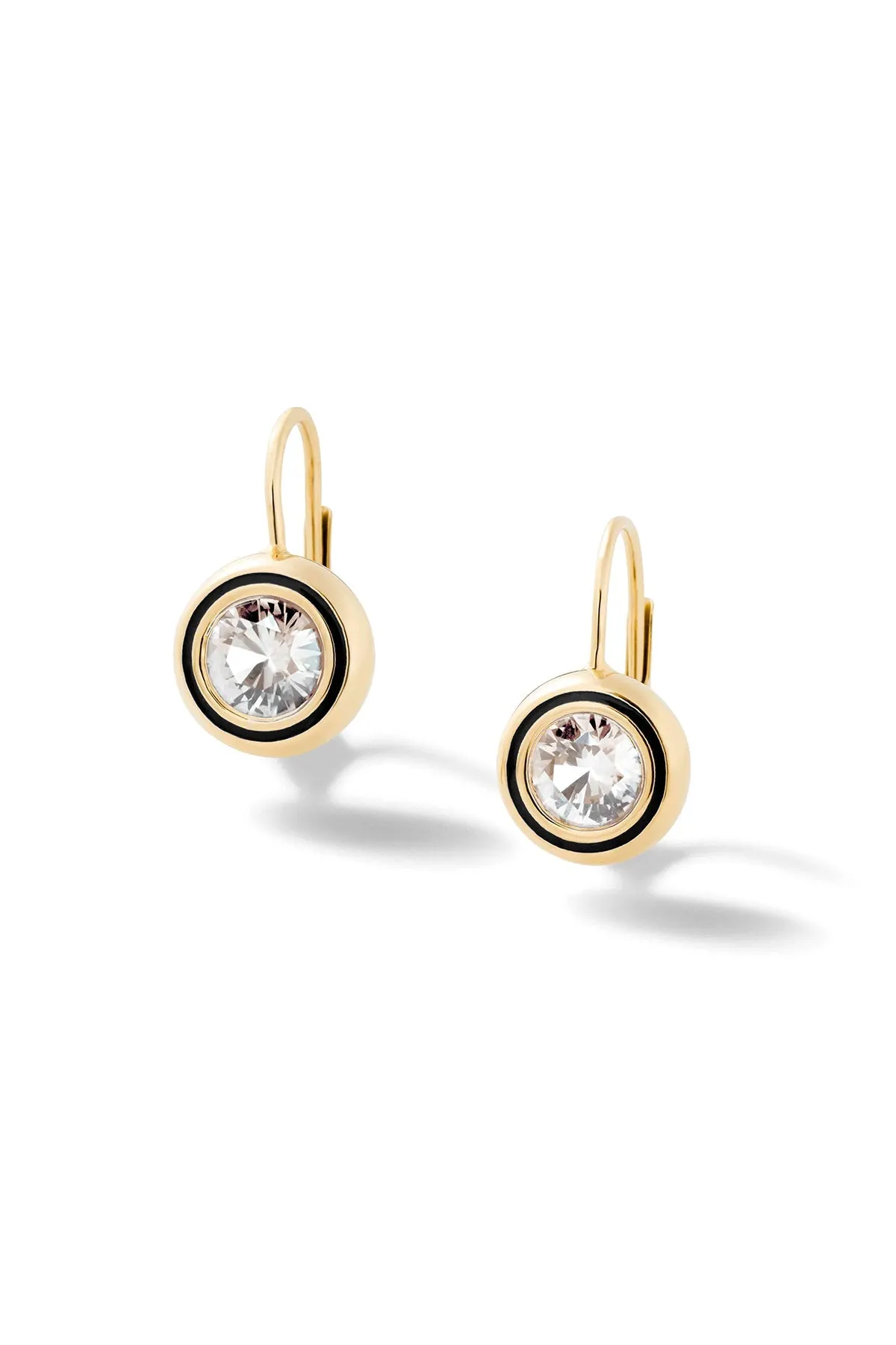 Madison Round Bezel Drop Earrings - In Stock