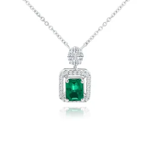 Marquise ,Princess &Brilliant cut Diamonds with Emerald cut Emerald "Amelia" Pendant