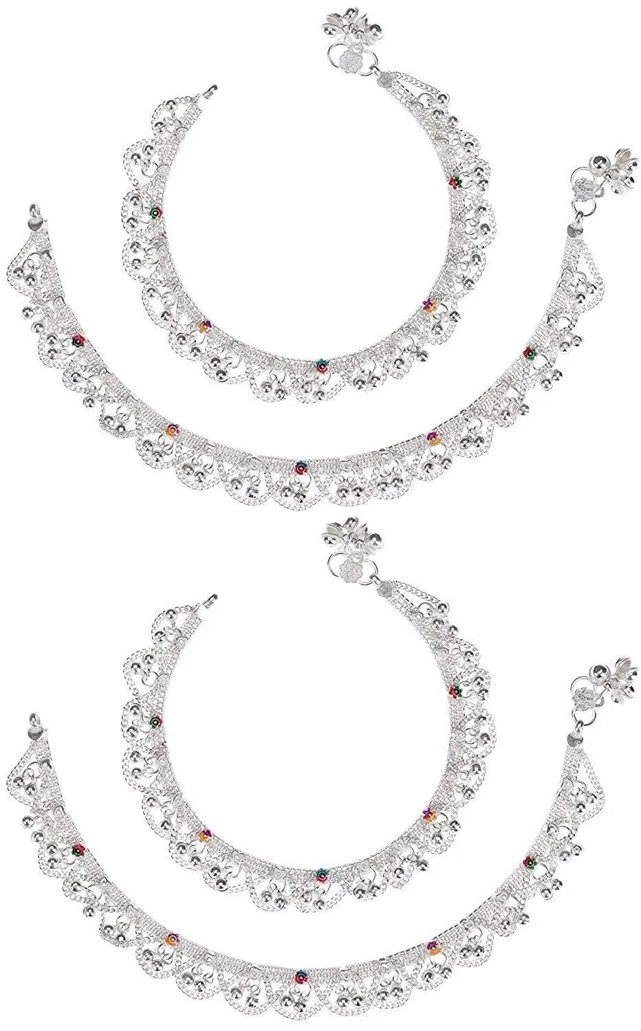 Metal Silver Plated Payal Anklet Pair