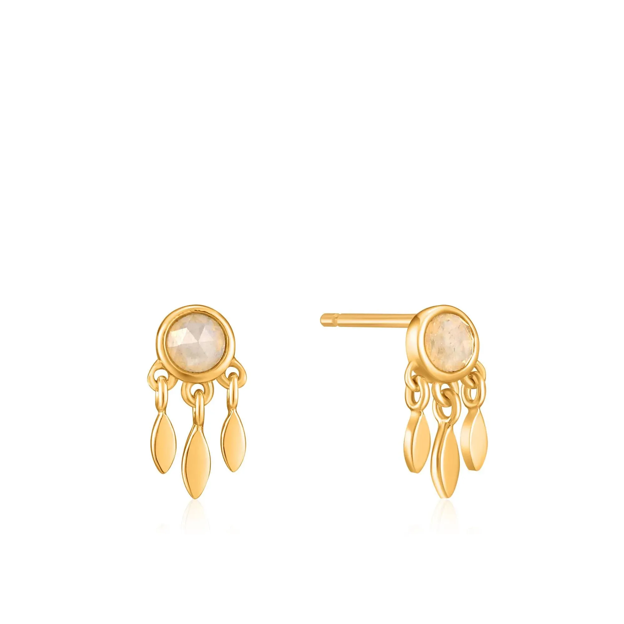 MIDNIGHT FRINGE STUD EARRINGS, SHINY GOLD