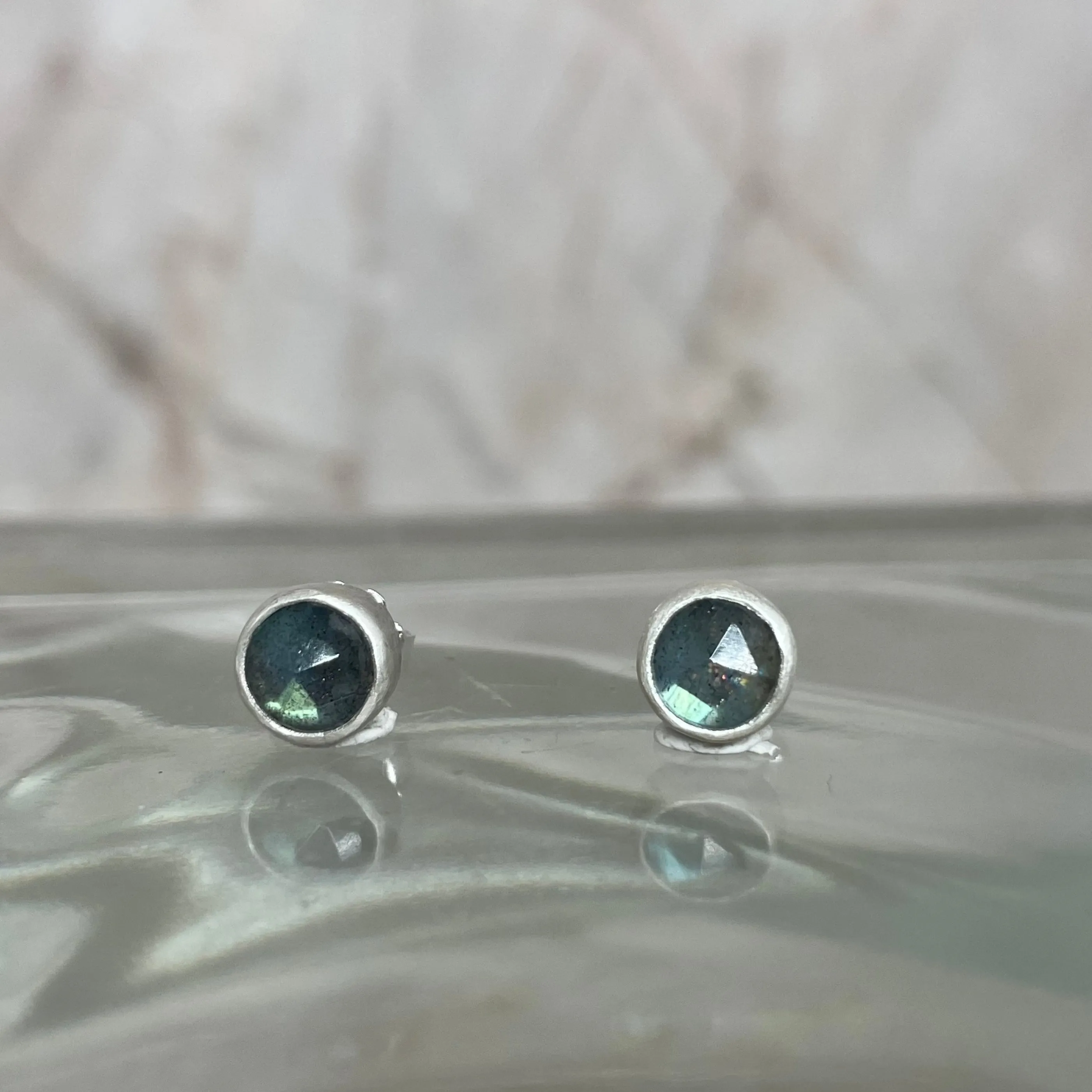 NEW! Small Stone Stud Earrings in Sterling Silver by Ashley Procopio