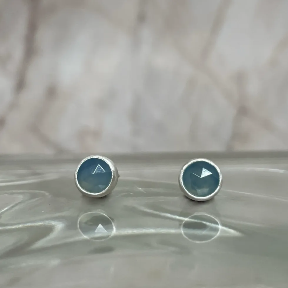 NEW! Small Stone Stud Earrings in Sterling Silver by Ashley Procopio