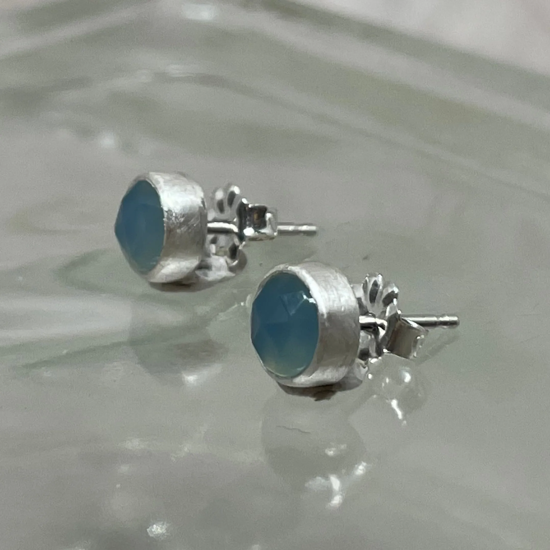 NEW! Small Stone Stud Earrings in Sterling Silver by Ashley Procopio