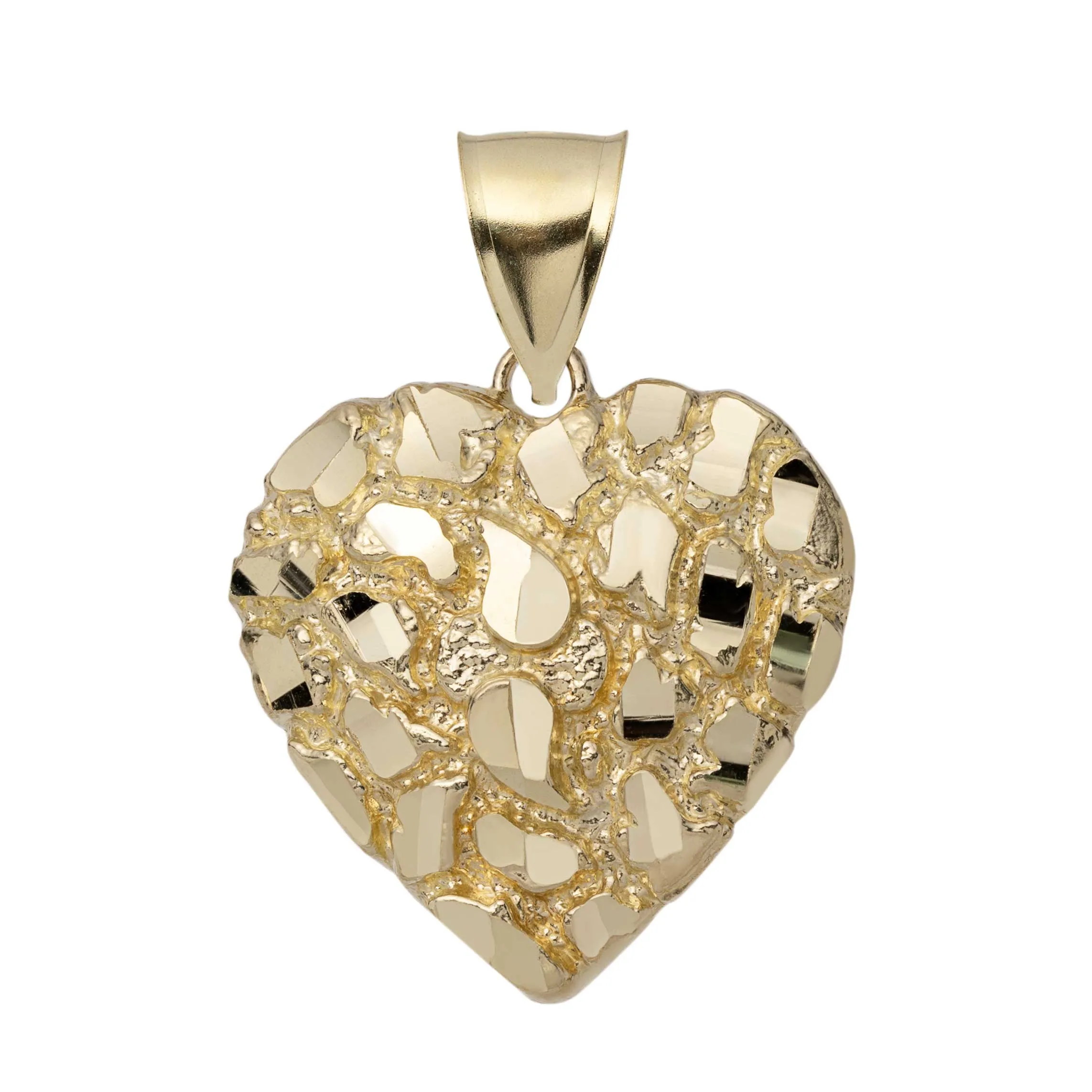 Nugget Design Heart Pendant 10K Yellow Gold