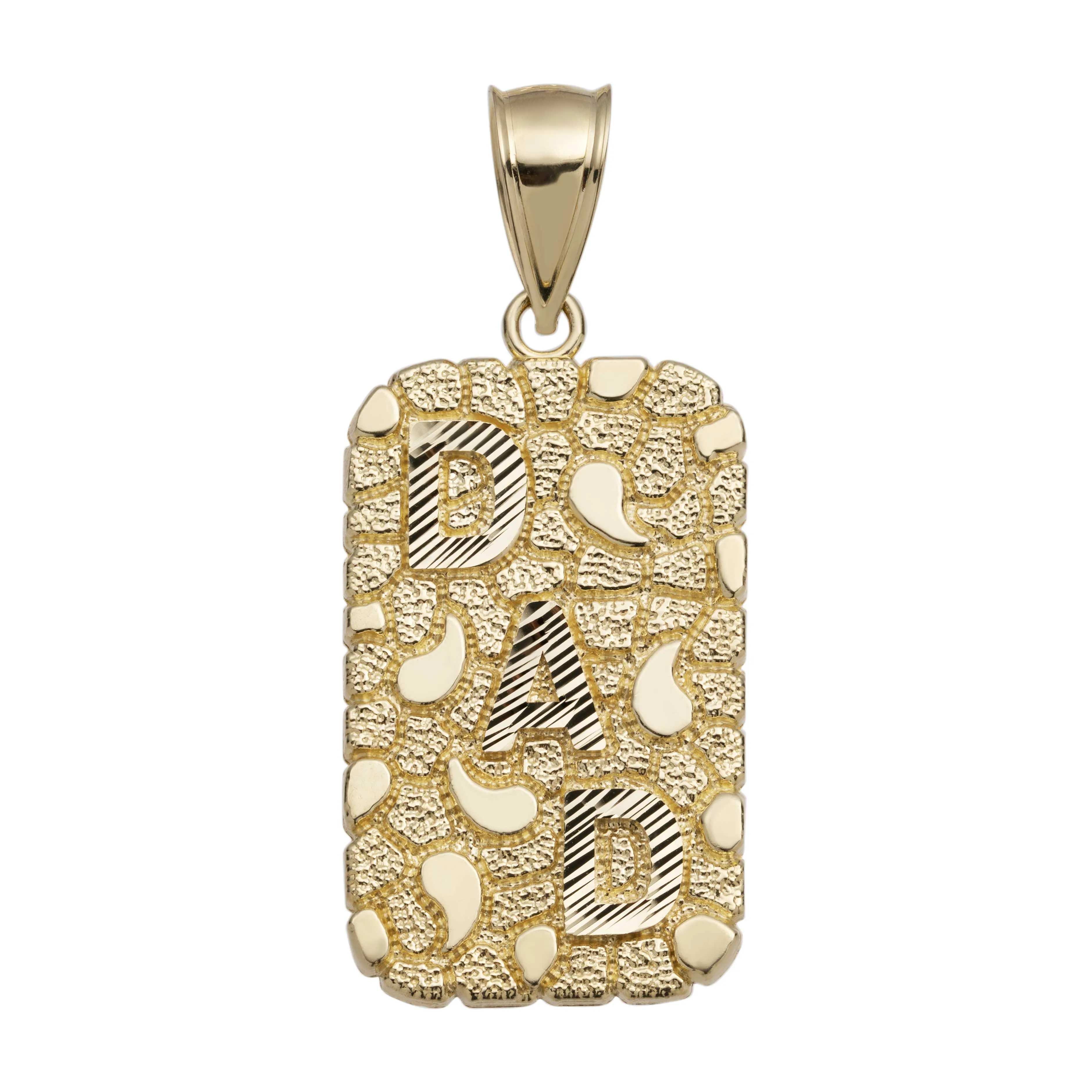 Nugget "DAD" Script Medallion Pendant 10K Yellow Gold