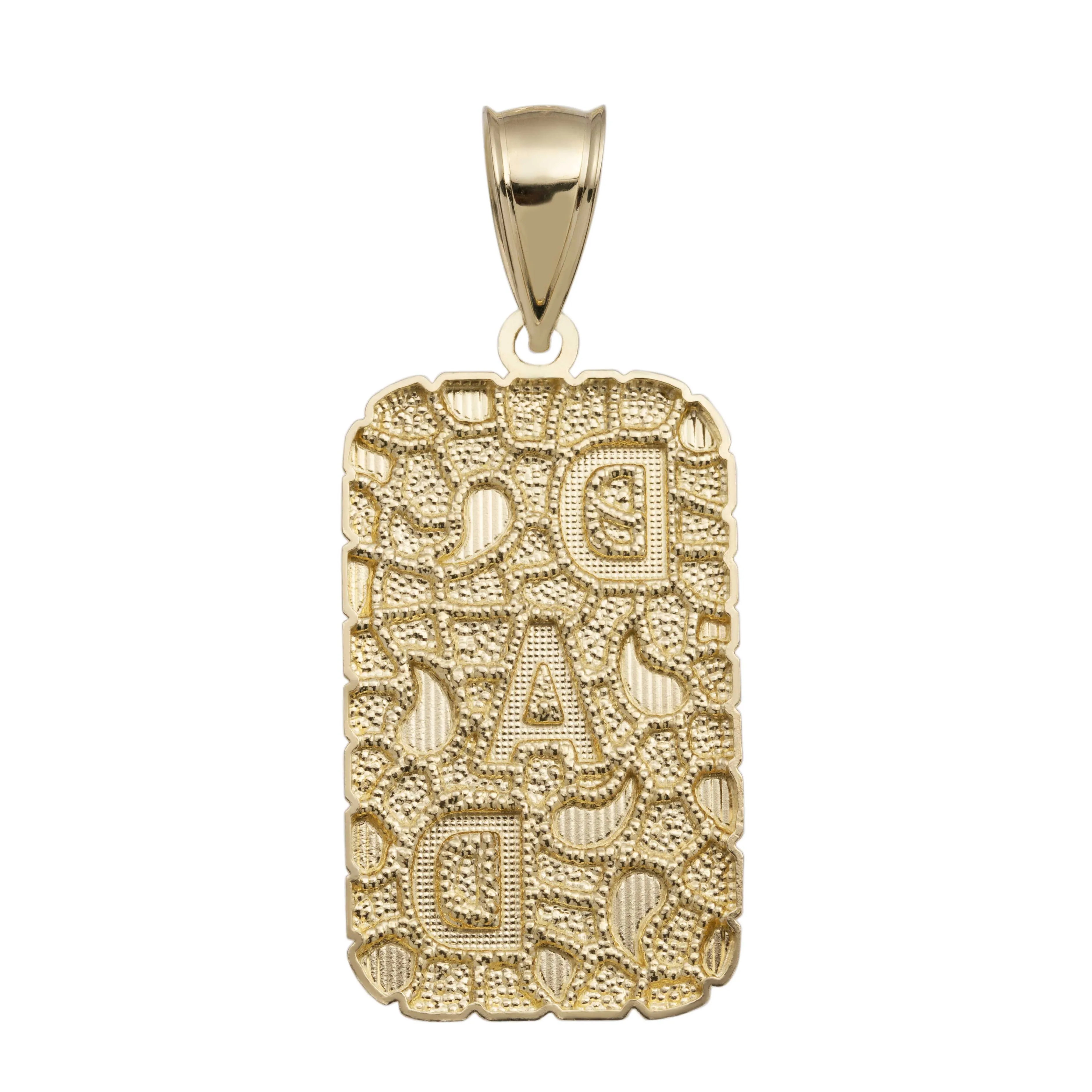 Nugget "DAD" Script Medallion Pendant 10K Yellow Gold