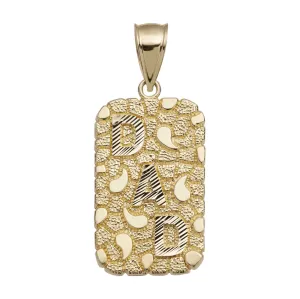 Nugget "DAD" Script Medallion Pendant 10K Yellow Gold