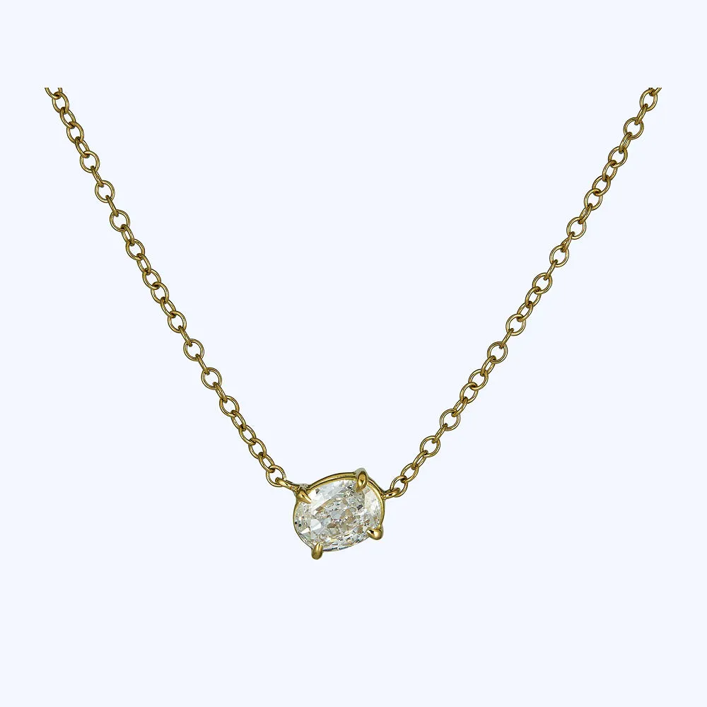 Oval Brilliant Cut Diamond Pendant Necklace