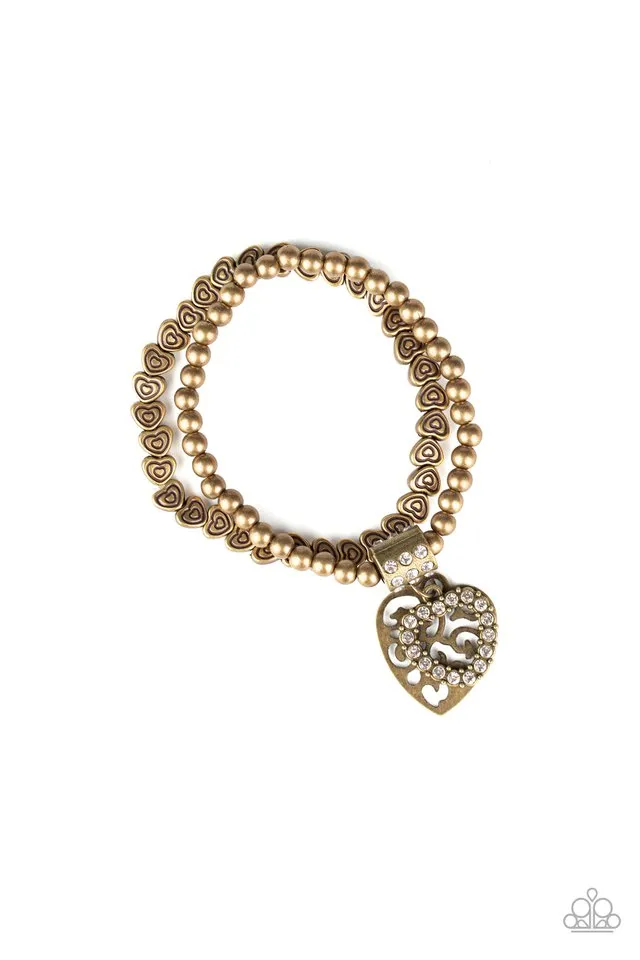 Paparazzi Bracelet ~ Think With Your Heart - Brass