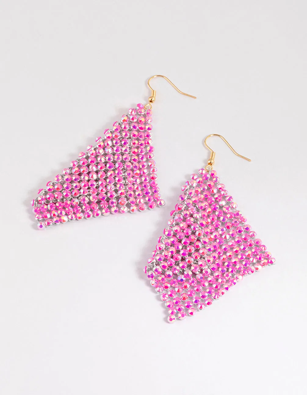 Pink Diamante Chainmail Drop Earrings