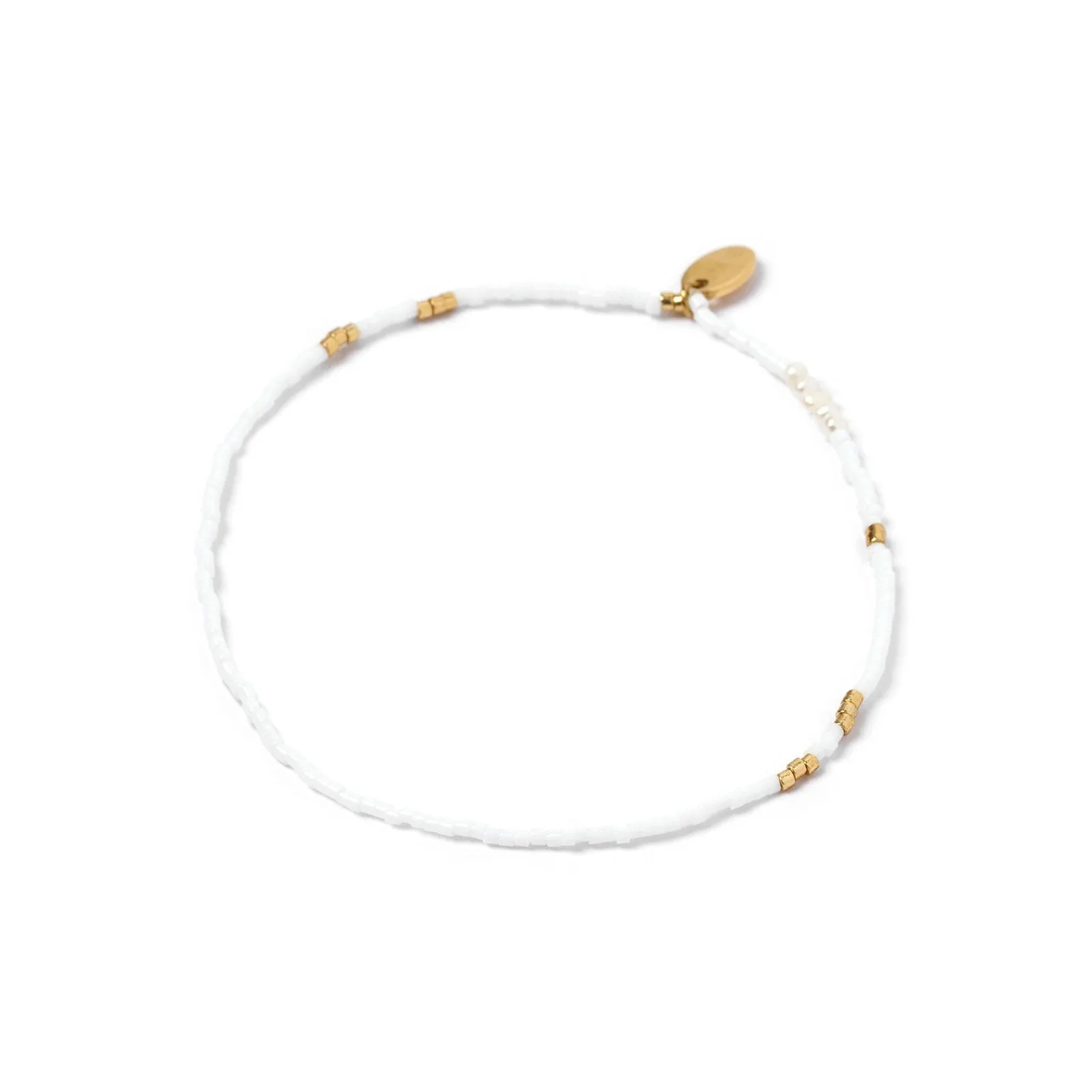 Poppy Pearl & Glass Beaded Anklet - White