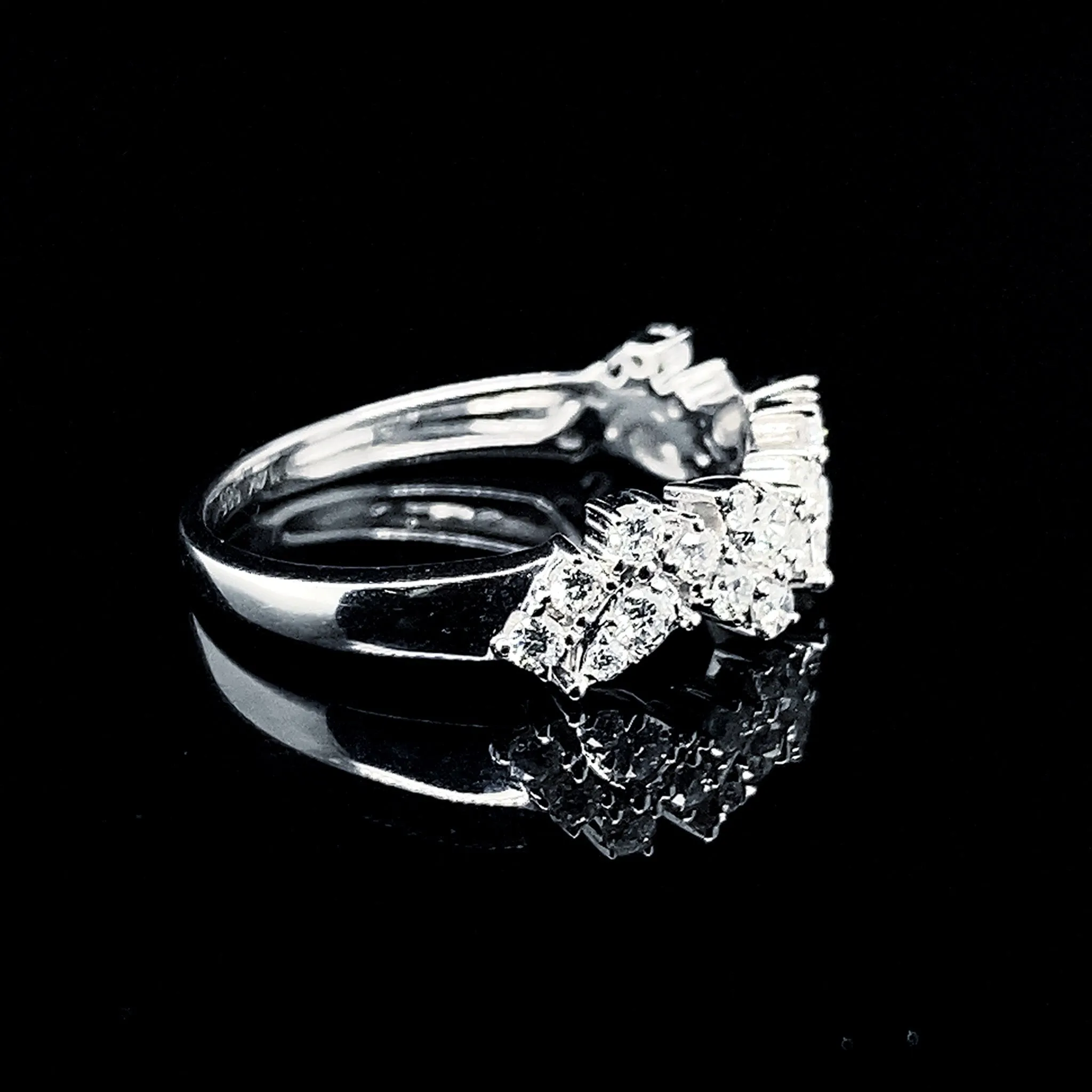 PREORDER | Half Eternity Fancy Shape Cluster Diamond Ring 14kt