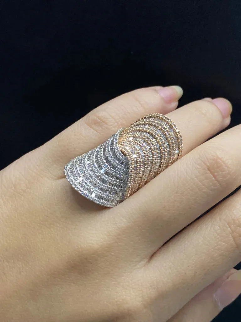 PREORDER | Multi-Tone Crossover Paved Statement Diamond Ring 14kt