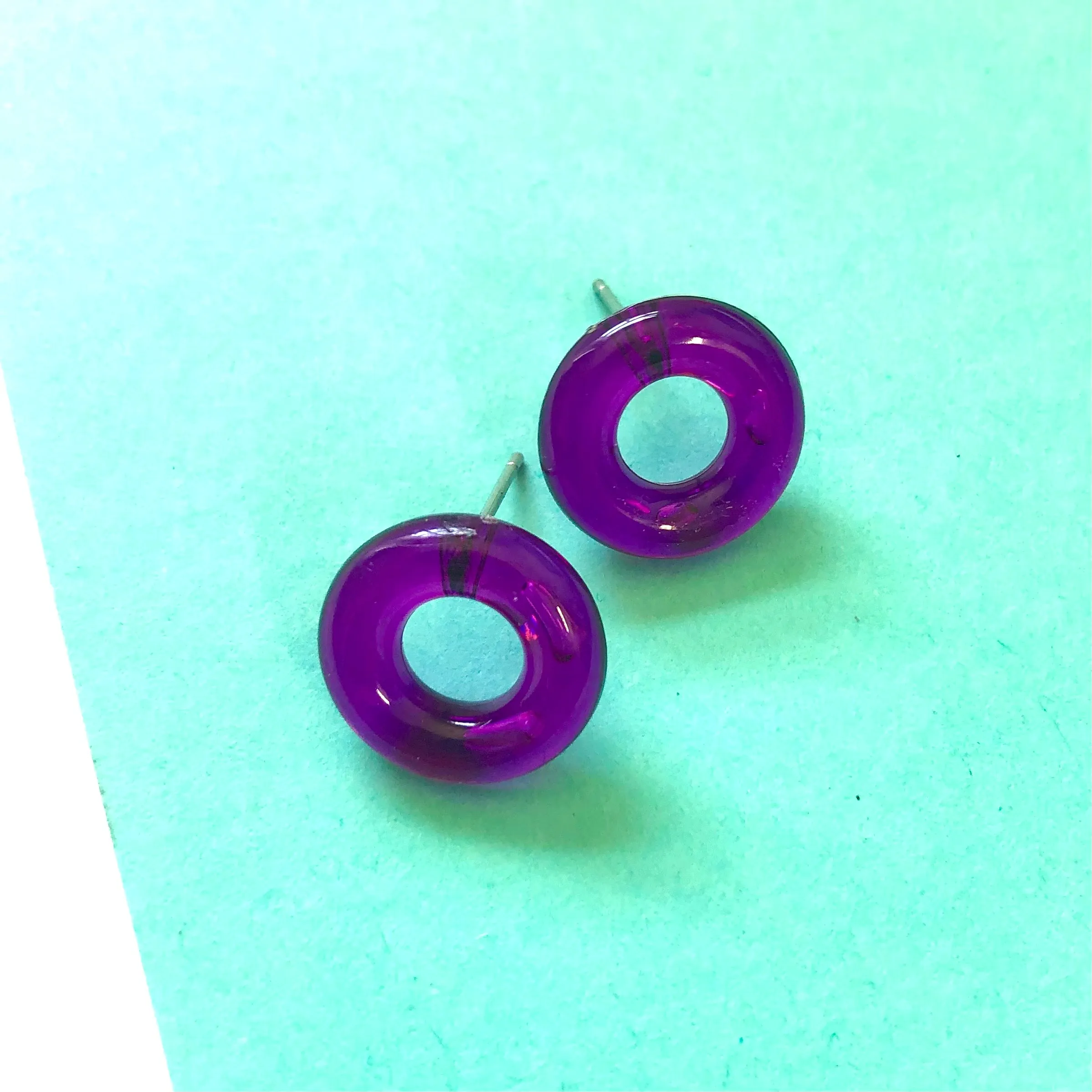 Purple Donut Stud Earrings