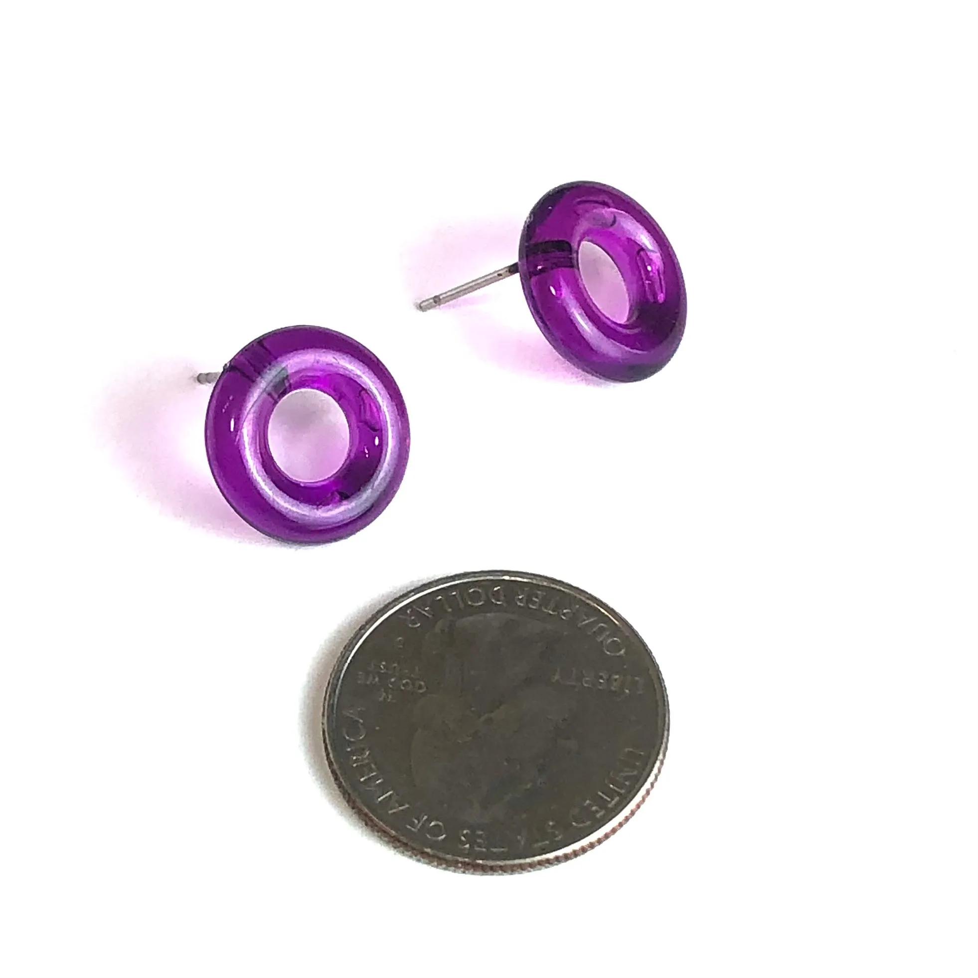 Purple Donut Stud Earrings