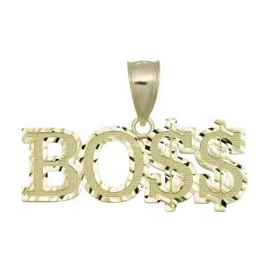 "Boss" Script Pendant 10K Solid Yellow Gold