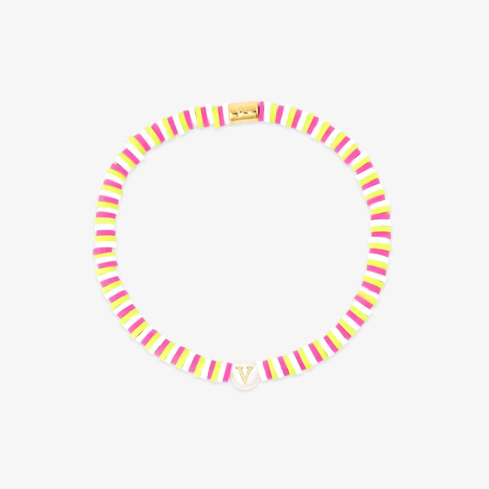 Raspberry Alphabet Stretch Bracelet