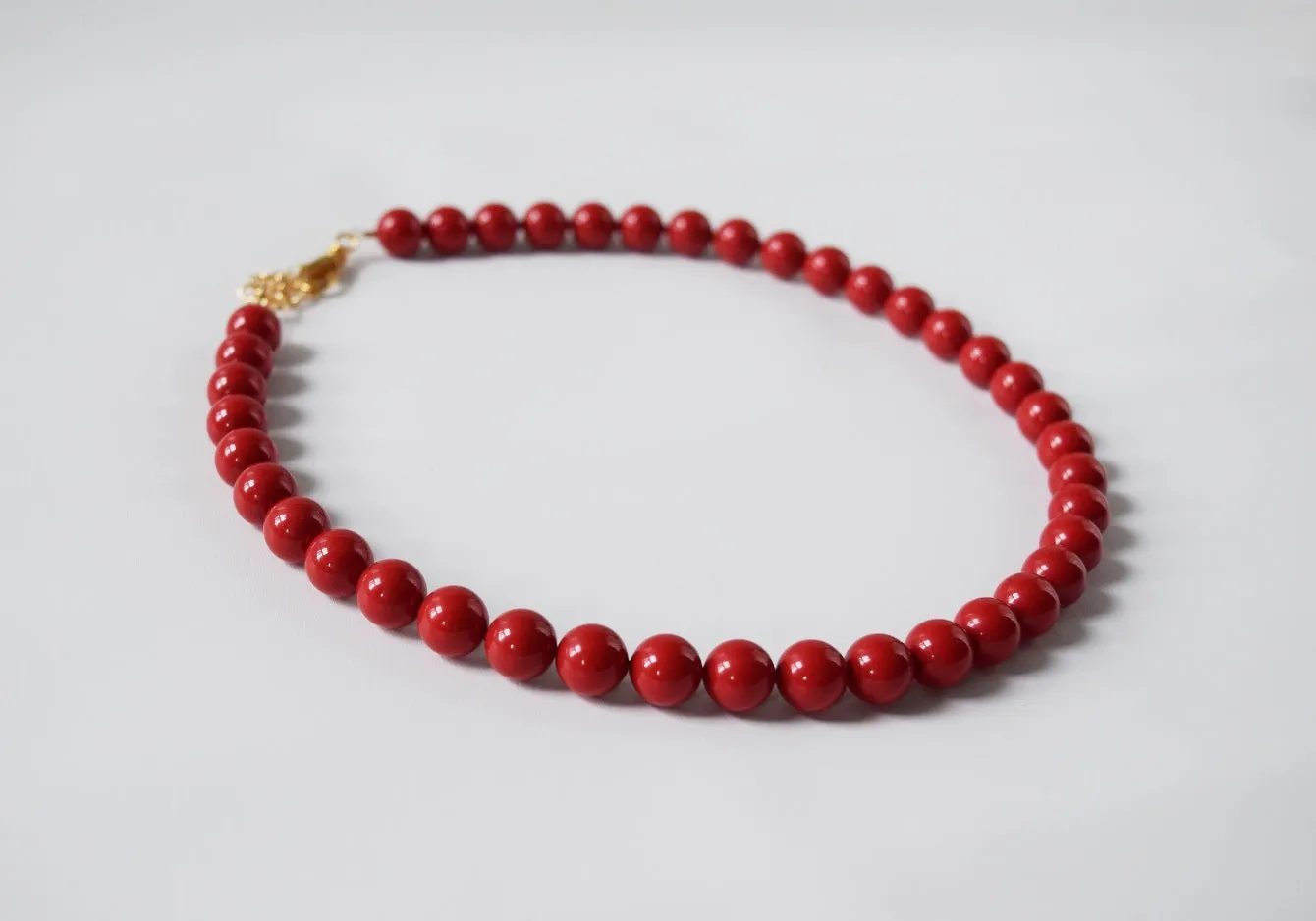 Red Coral Beaded Necklace - Medium