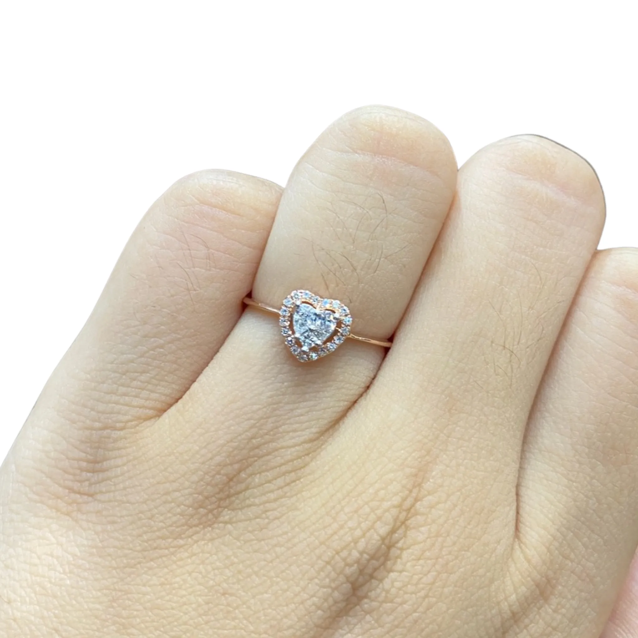 Rose Classic Heart Invisible Setting Diamond Ring 14kt