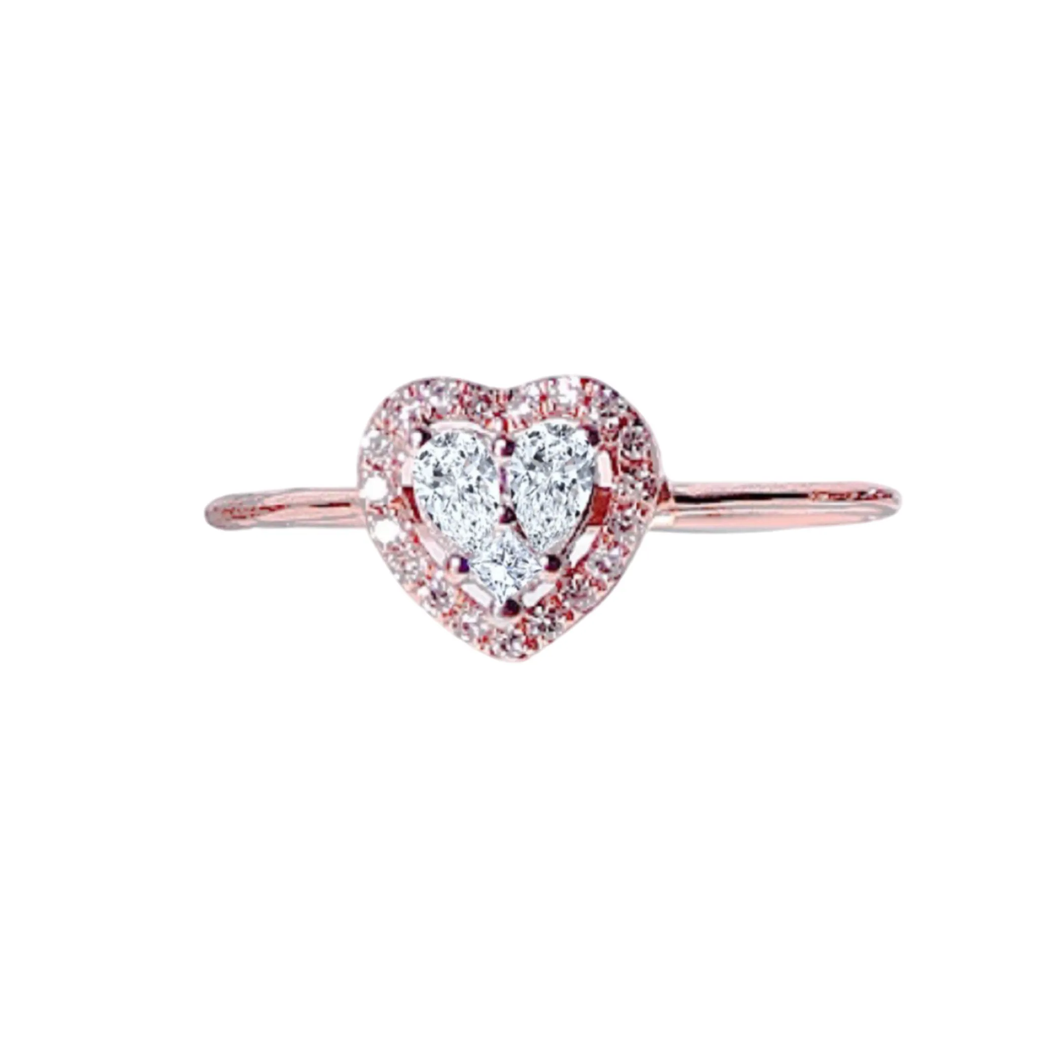 Rose Classic Heart Invisible Setting Diamond Ring 14kt