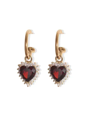 Ruby Heart Hoops